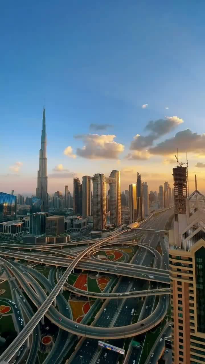Dubai skyline at sunset